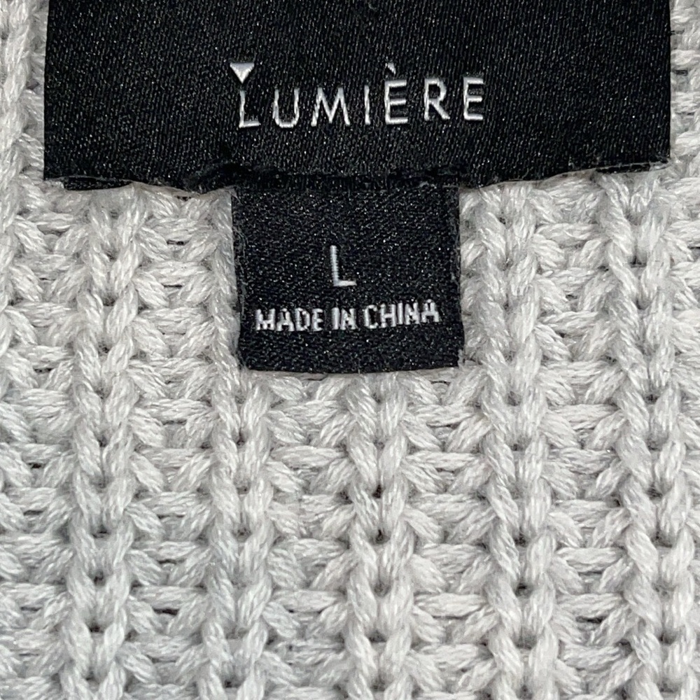 LUMIERE Gray Relaxed Fit Gray Cropped Balloon Sleeve Sweater Sz. L - Picture 10 of 15